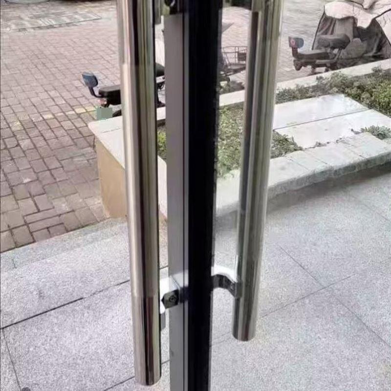 拐脚玫瑰把手不锈钢玻璃门有无框侧装木门把手拉手偏心圆管有框门