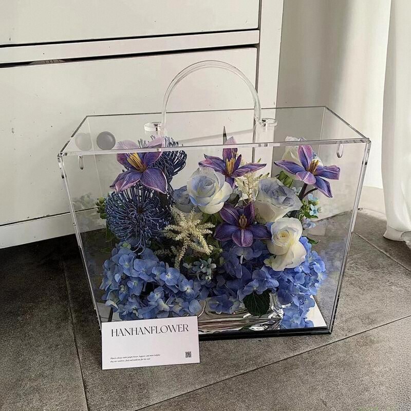 透明手提箱有钱花盒发财树情人节花店礼盒diy插花