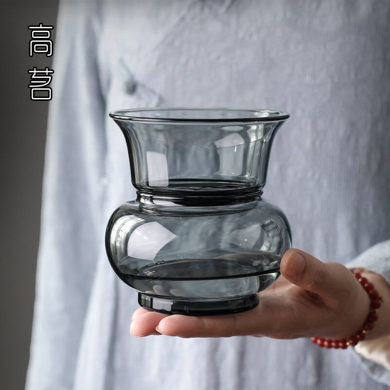 玻璃茶渣缸分体茶洗过滤网高级建水小型桌面二合一茶水废水桶水盂
