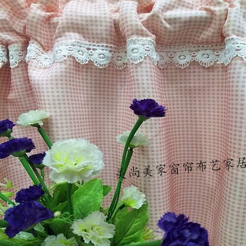 田园格子小清新厨房洗手台橱柜半帘门帘短帘咖啡帘防尘帘包邮定制