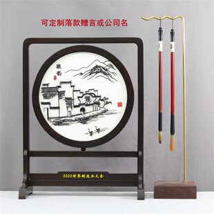 芜湖铁画纯手工迎客松收藏级高端紫光檀摆台屏风合肥店铁易知