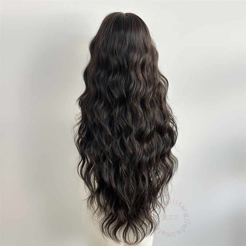 超长卷发假发黑色高层次中分大波浪lolita女全头套日常加长版80cm