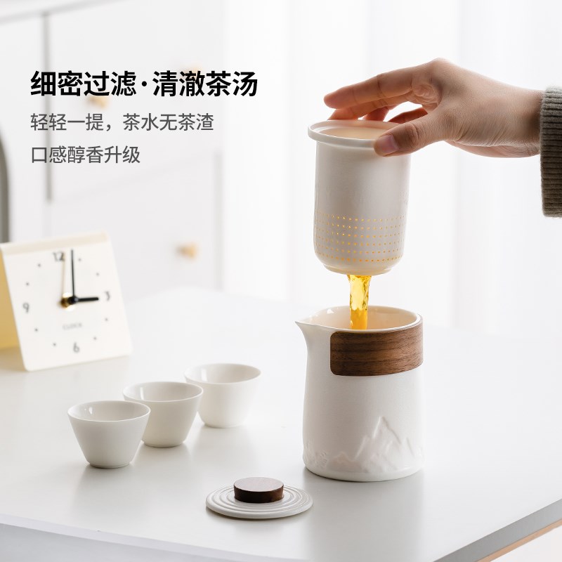 外出便携式一壶三杯旅行茶具户外快客杯陶瓷功夫茶具套装随身携带