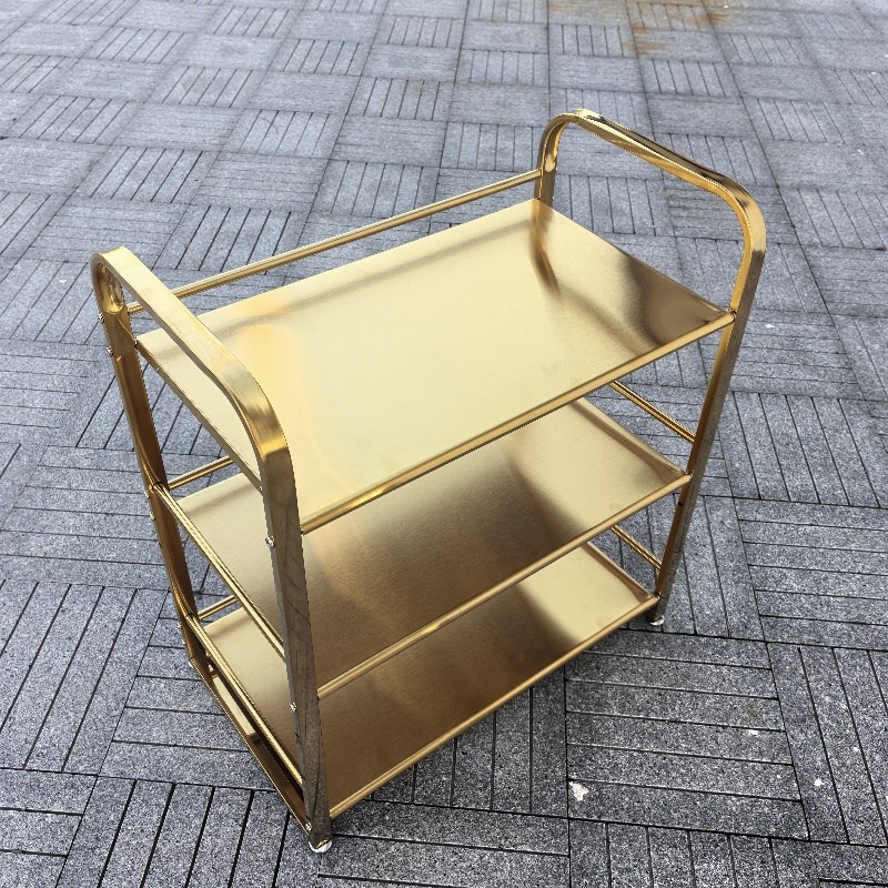 加厚不锈钢火锅店备菜架子饭店烤肉三层推车桌边置物架放菜架商用