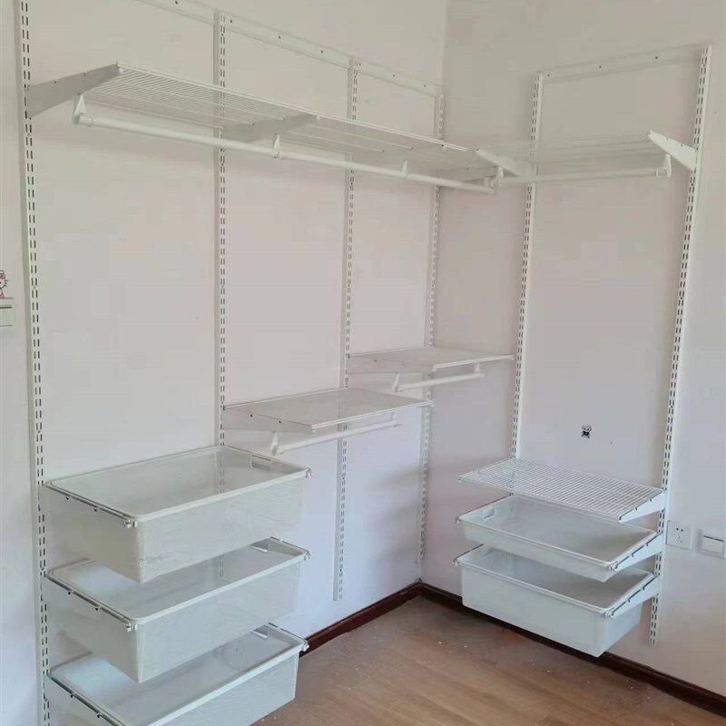 定制砌墙卧室衣柜DIY步入式金属衣帽间L型转角衣柜钢架结构配件