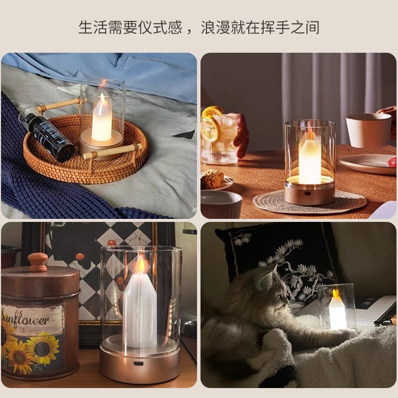班格蜡烛灯浪漫餐厅酒吧桌灯户外清吧桌面调光烛光氛围灯小夜灯