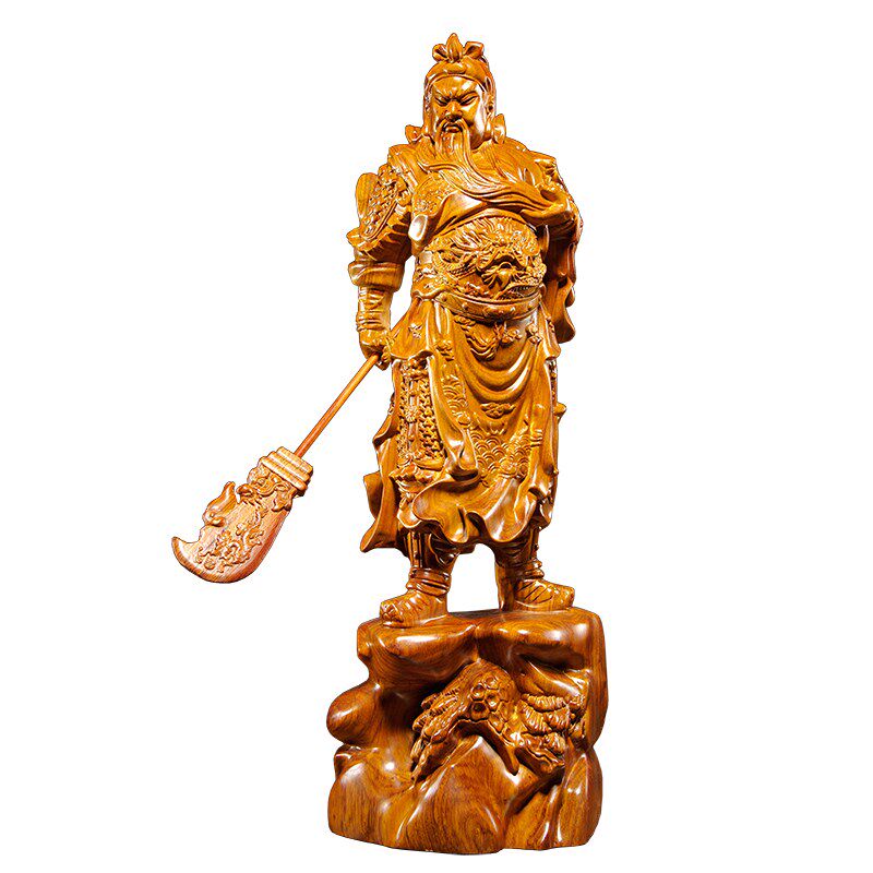 花梨木质雕刻武财神关公像摆件实木客厅公司桌面装饰开业工艺礼品