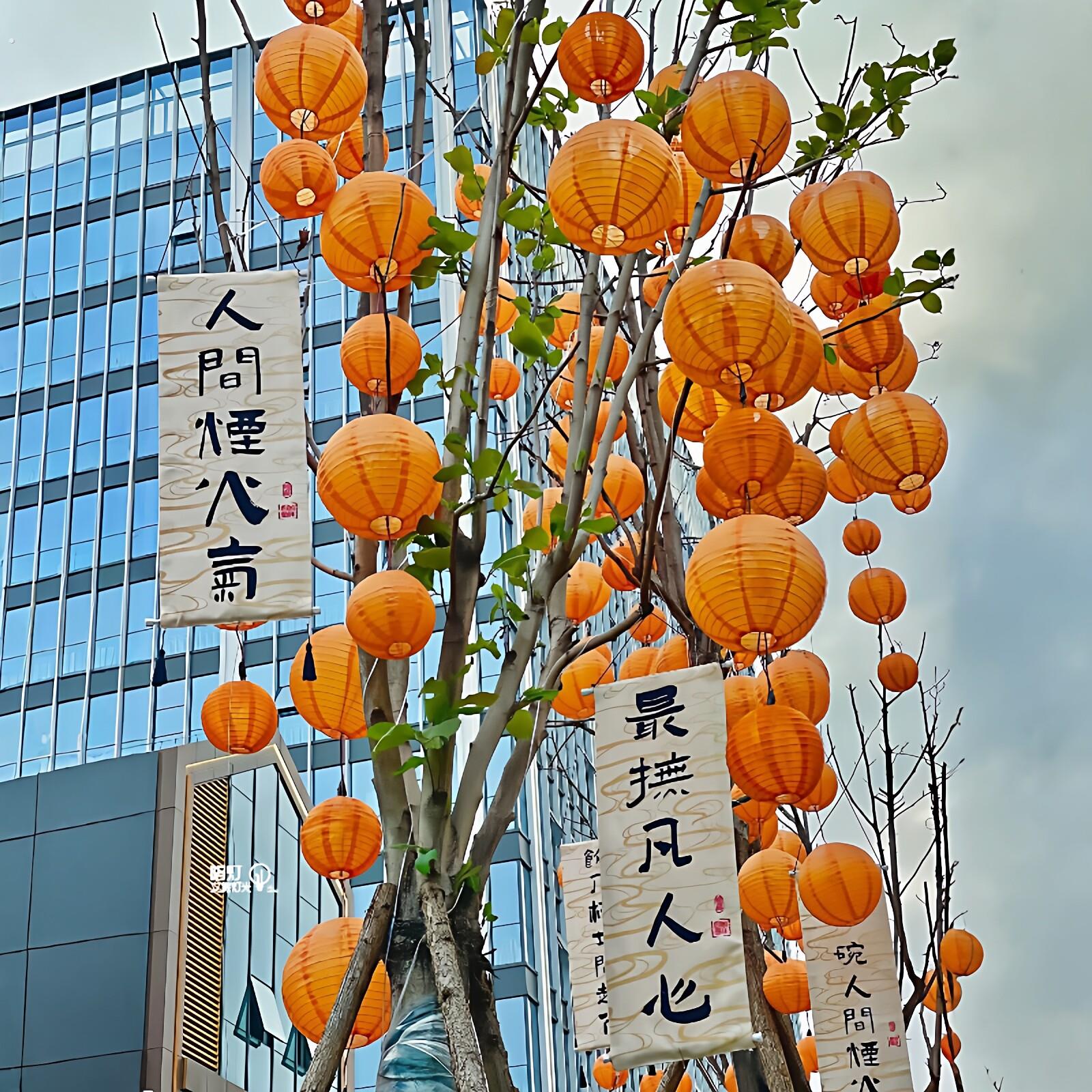 元旦新年装饰品彩色纸灯笼春节过年民宿露营围炉煮茶场景布置道具