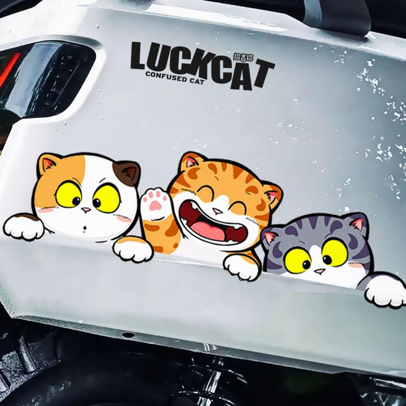 招吉猫车贴趣味搞笑猫咪汽车贴纸后档玻璃车身贴电动车摩托装饰贴
