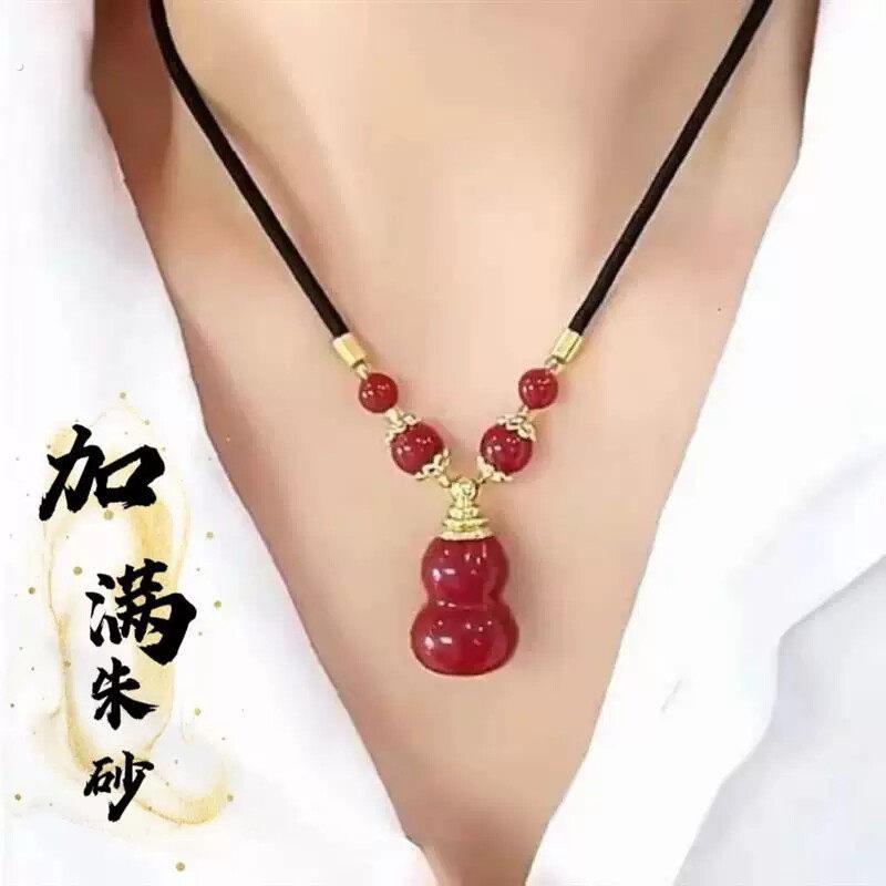 高含量朱砂葫芦吊坠空瓶可打开装朱砂天然原石福禄项链钥匙扣男女