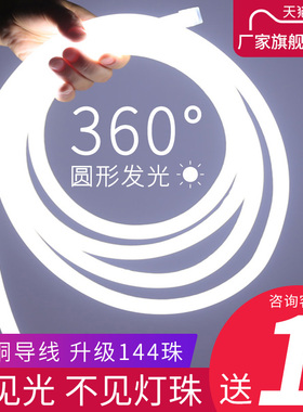 led圆形软灯带条装饰客厅吊顶柔性霓虹灯360度超亮户外防水线条灯