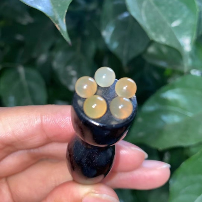 紫光檀高端羊角眼霜棒眼周按摩头皮经络按摩真檀木眼周点穴放松