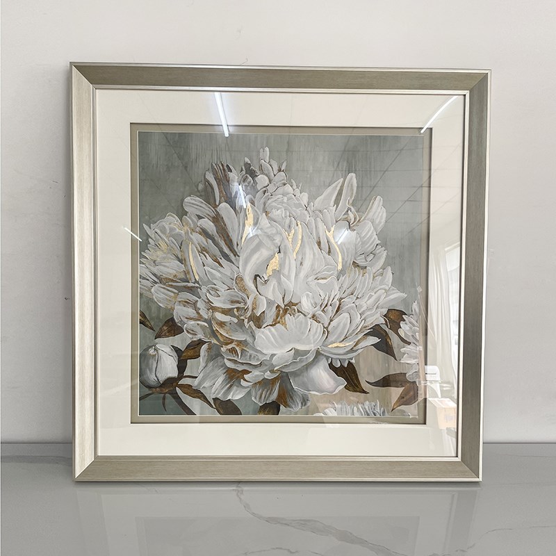 ART美式客厅装饰画法式轻奢沙发背景墙三联金箔挂画高档大气牡丹