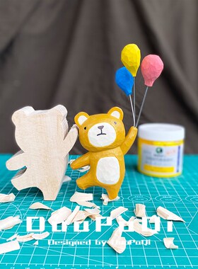 多帕奇 卡通立体小木雕diy纯手工材料包免锯切椴木半成品外形动物