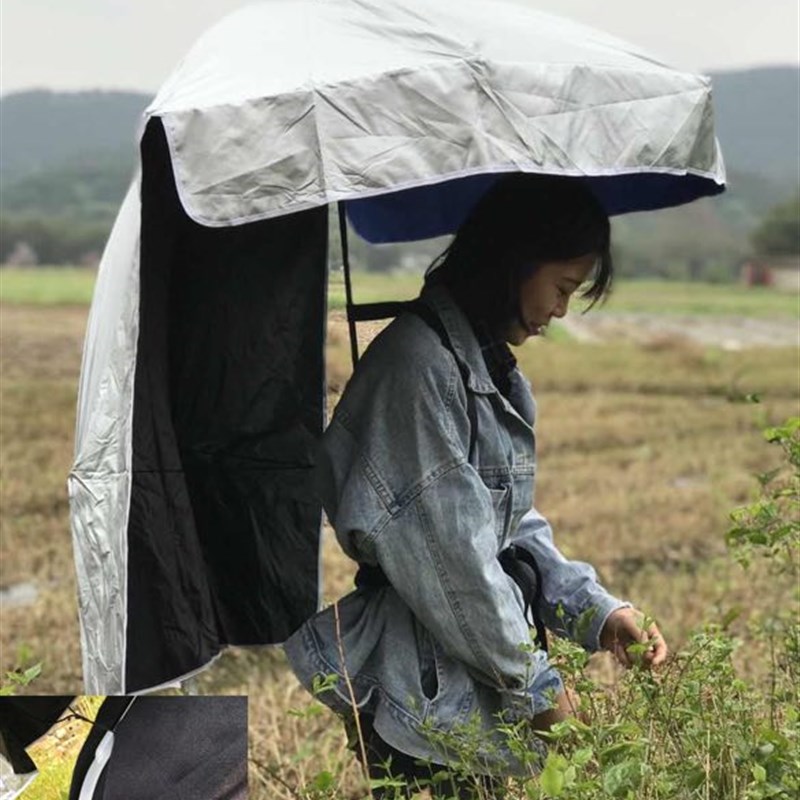 可背式遮阳伞采茶伞黑胶防晒伞茶农免持采茶摘茶叶专用雨伞正羽帽