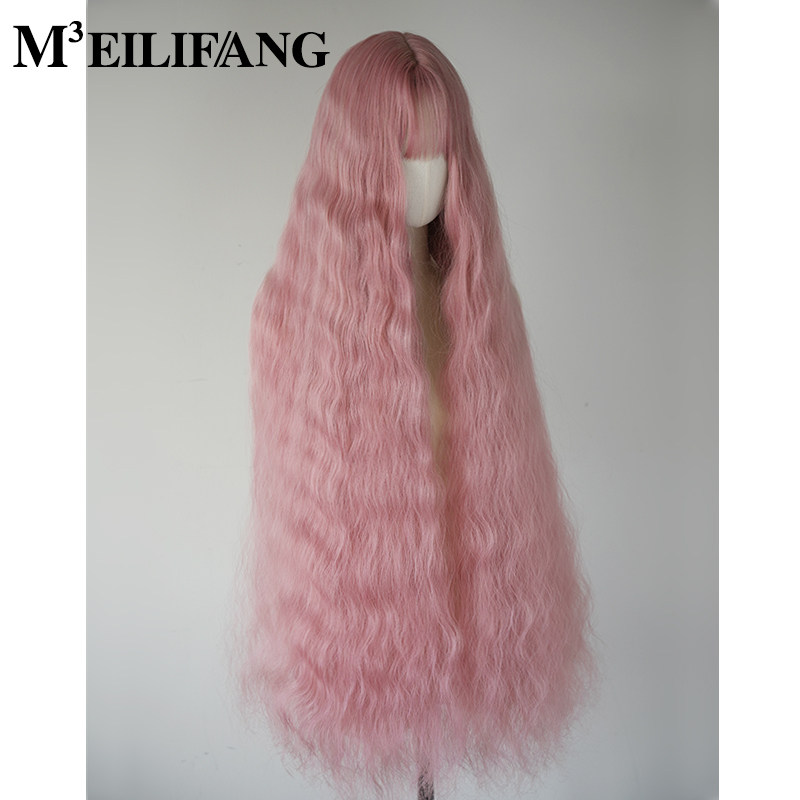 1m粉色假发芹泽蕾拉cos超长卷发1米全头套女樱花粉lolita羊毛卷毛
