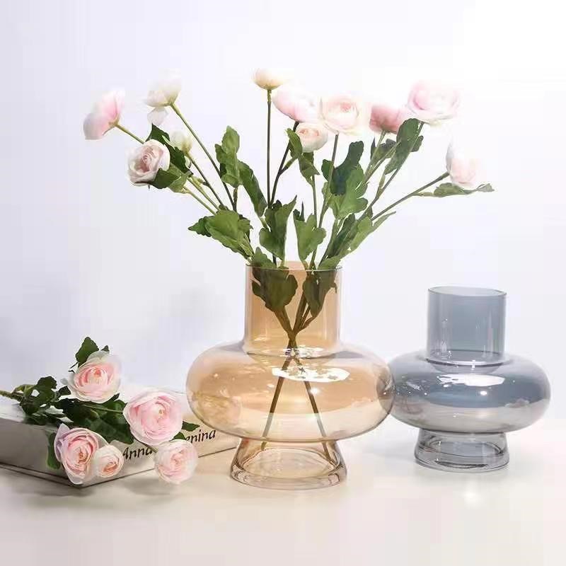 欧式大肚灯笼花瓶桌面办公室水培花瓶插花器幻彩花瓶玻璃容器定制