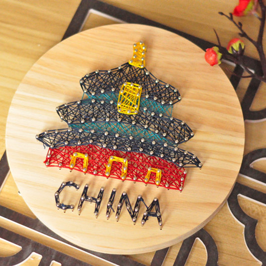 爱国钉子画绕线画中国风纪念品文化团建diy手工制作材料图片