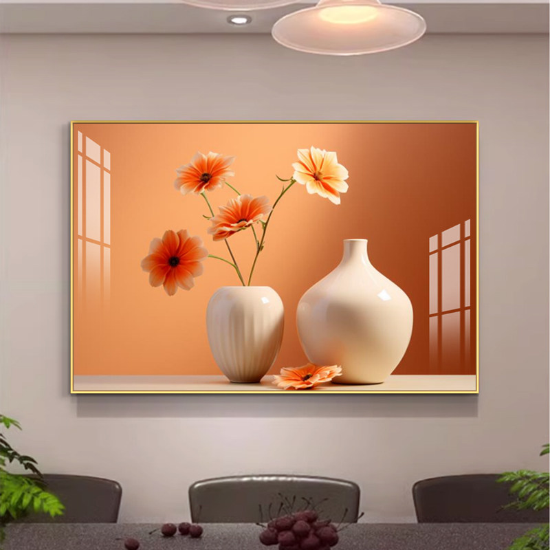 轻奢餐厅装饰画田园花卉客厅沙发背景墙挂画酒店饭厅墙上装饰画