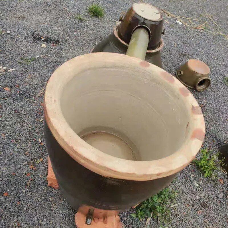 传统老式古法莲花酒甑双层酿酒夹缸瓦缸蒸酿酒器设备土陶瓷蒸酿酒