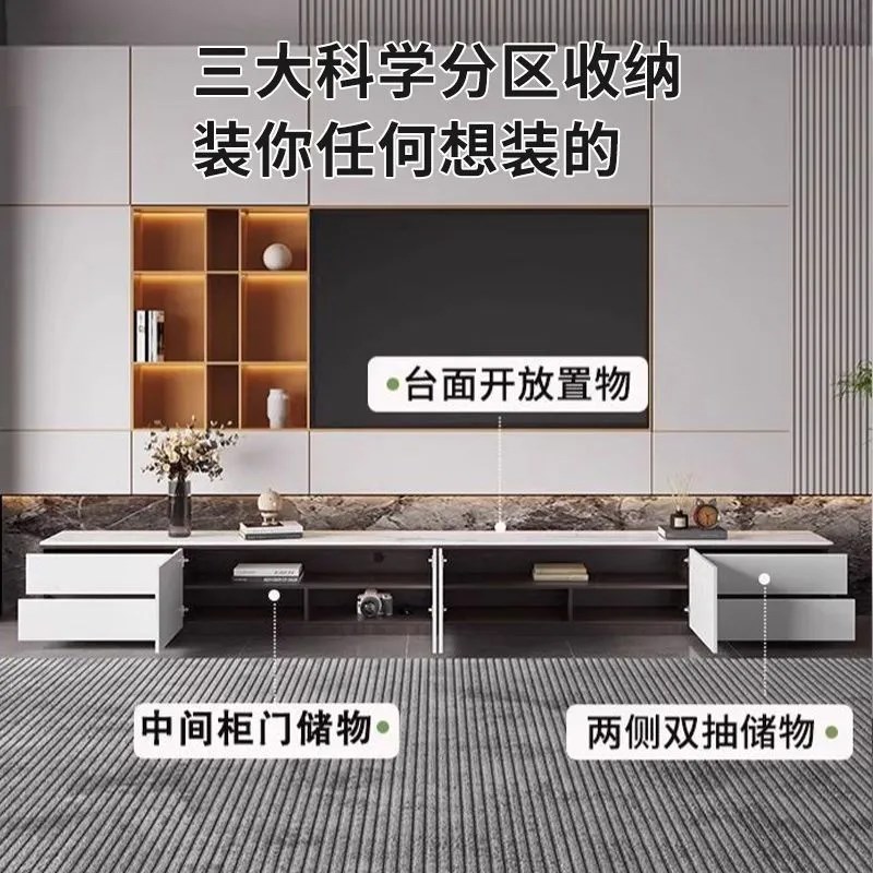 实木电视柜客厅落地地柜小户型多功能收纳储物柜岩板放电视机柜子