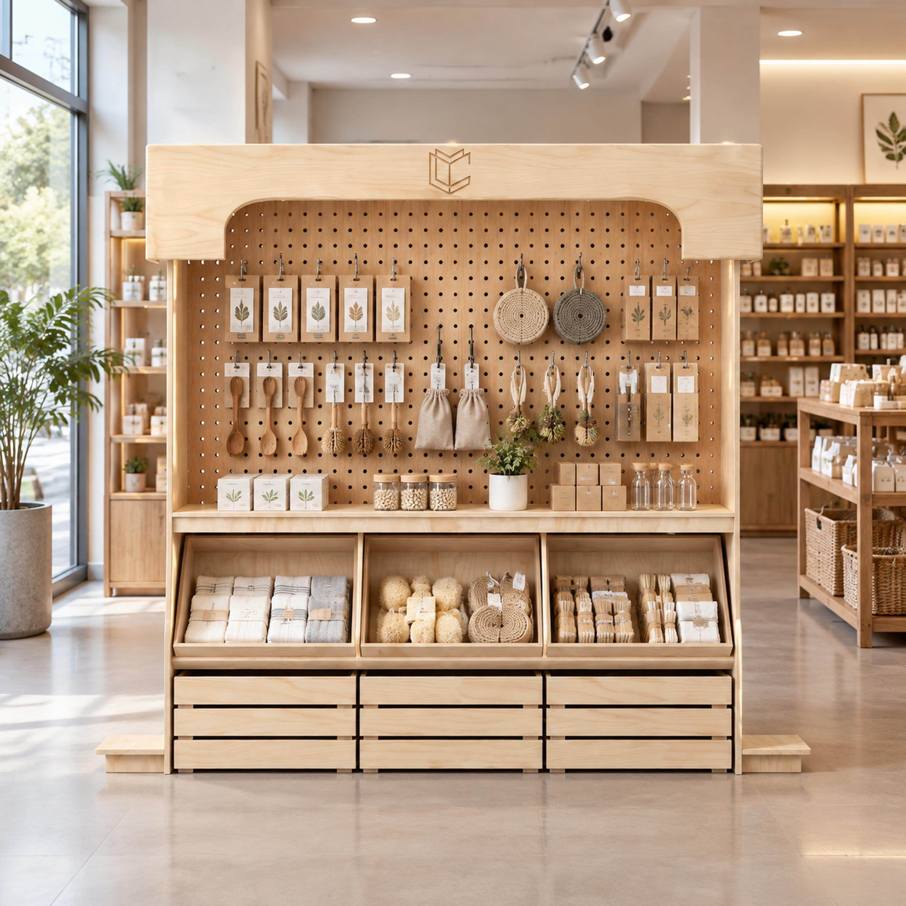 陈列展柜展功会置架实木物货架文创店展展示柜店铺多能WKO收纳示