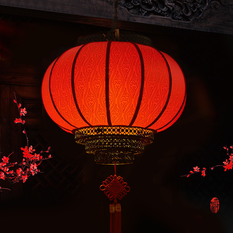 中式祥云防水户外圆款室外宫灯仿古定做阳台灯笼大春节羊皮红灯笼
