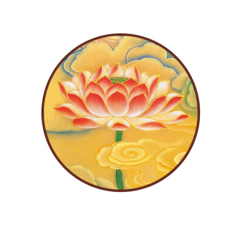莲花净秽图圆形装饰画新中式禅意玄关画荷气生财餐厅客厅墙上挂画