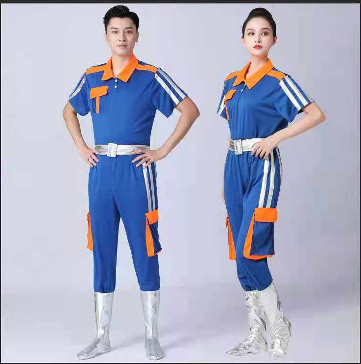 新款自豪的建设者演出服咱们工人有力量舞台服劳动者之歌舞蹈服装