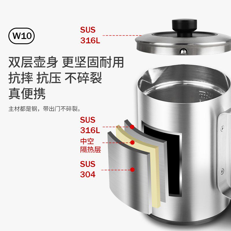 宜笑便携式煎药壶全不锈钢316L养生壶煮中药家用小型全自动中药煲