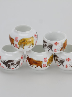 手绘鸟食碗杯子瓷碗竹鸟笼红子贝子绣眼柳莺文鸟芙蓉牛图案鸟杯