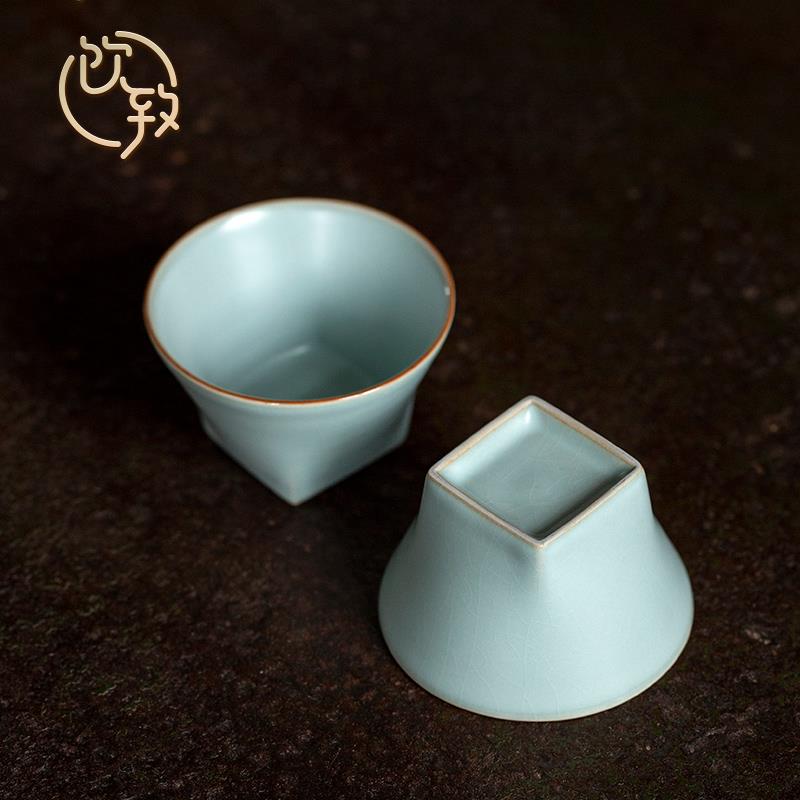 饮致天青汝窑主人杯开片可养陶瓷品茗杯功夫茶具家用个人单杯茶杯