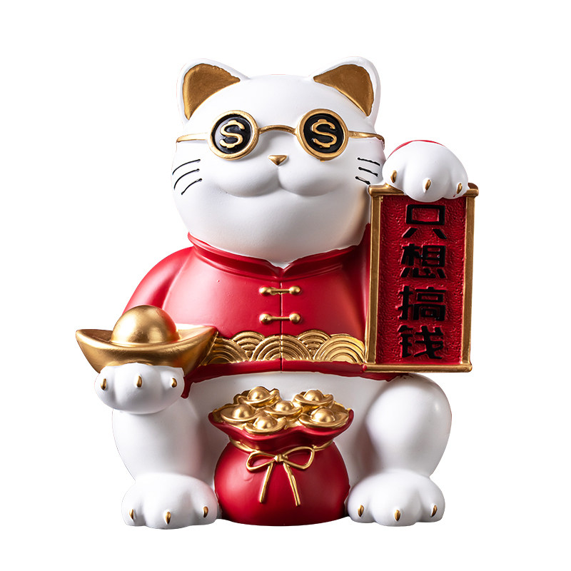 招财猫摆件入户开业前台办公室乔迁新房子入门玄关客厅酒柜装饰品图片