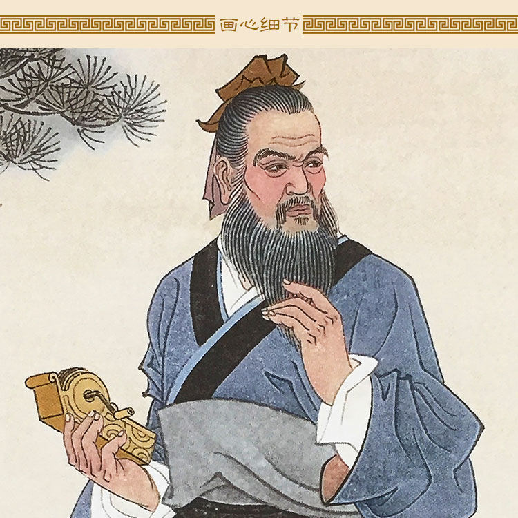 复古版 公输般鲁班人物画绢布卷轴挂画 土木建筑祖师装饰画丝绸画