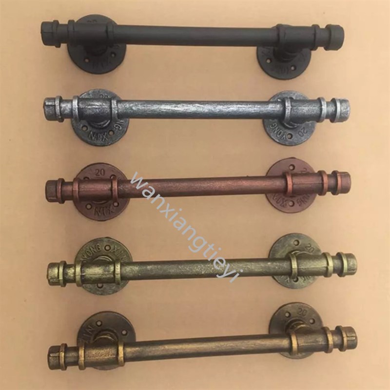 工业风格美式水管门把手复古铁艺水管拉手门把手木门橱柜门把手
