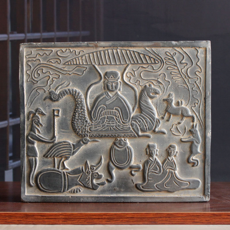 仿古汉砖西王母画像砖秦砖汉瓦做旧砖雕壁画拓片素材四川博物馆藏