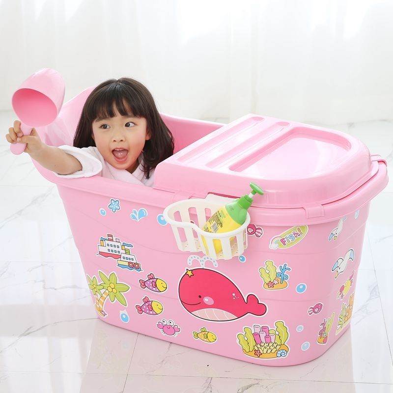 儿童泡澡桶宝宝婴儿洗澡沐浴桶小孩子可坐家用加厚大号浴盆高坐凳