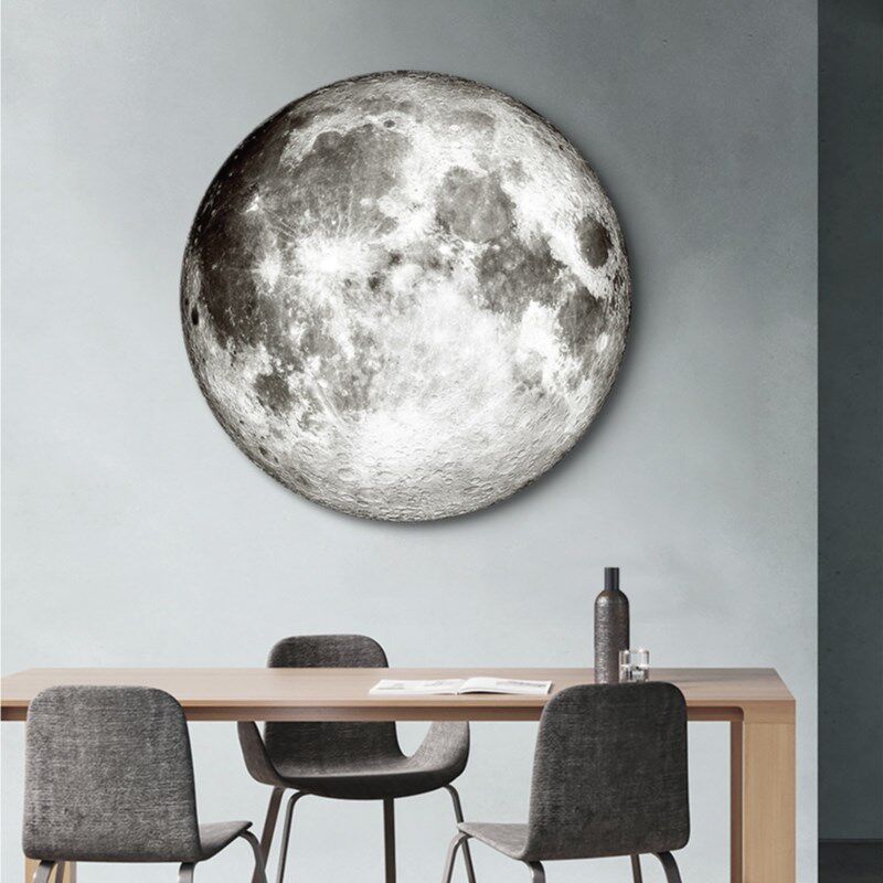 网红宇宙星球客厅无框画地球月亮壁画装饰画玄关单幅挂画书房圆形