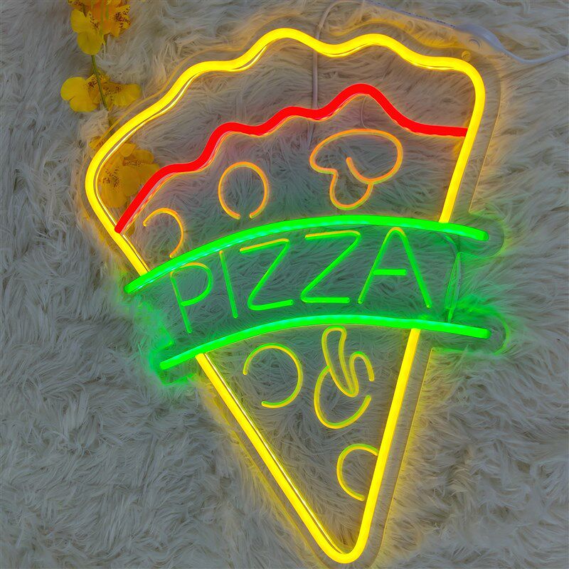 披萨店PIZZA装饰灯小吃氛围造型灯创意布置广告发光灯牌led霓虹灯