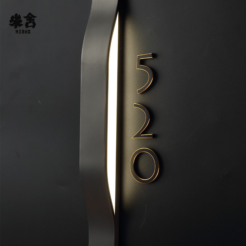 不锈钢标识牌创意门牌侧发光竖排金属酒店宾馆房间号码数字牌定制