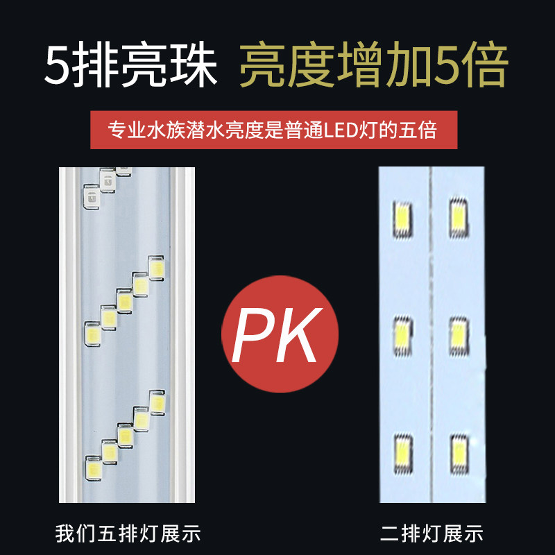 水族箱防水潜水灯全光普LED照明灯水草灯龙鱼锦鲤鹦鹉三基色补光