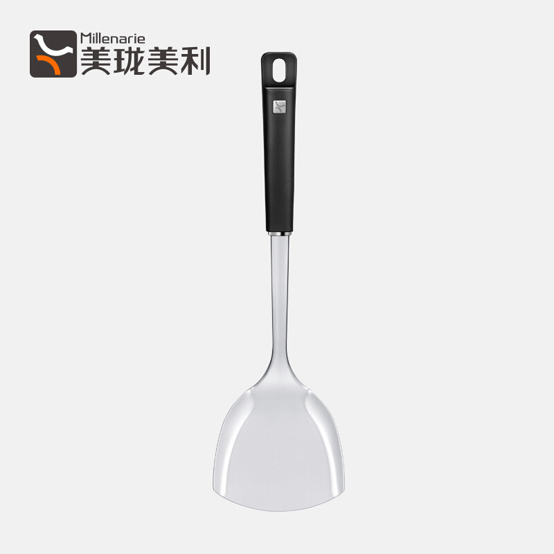 美珑美利锅铲 304不锈钢中式炒菜铲 家用厨房防烫塑胶长柄铲子