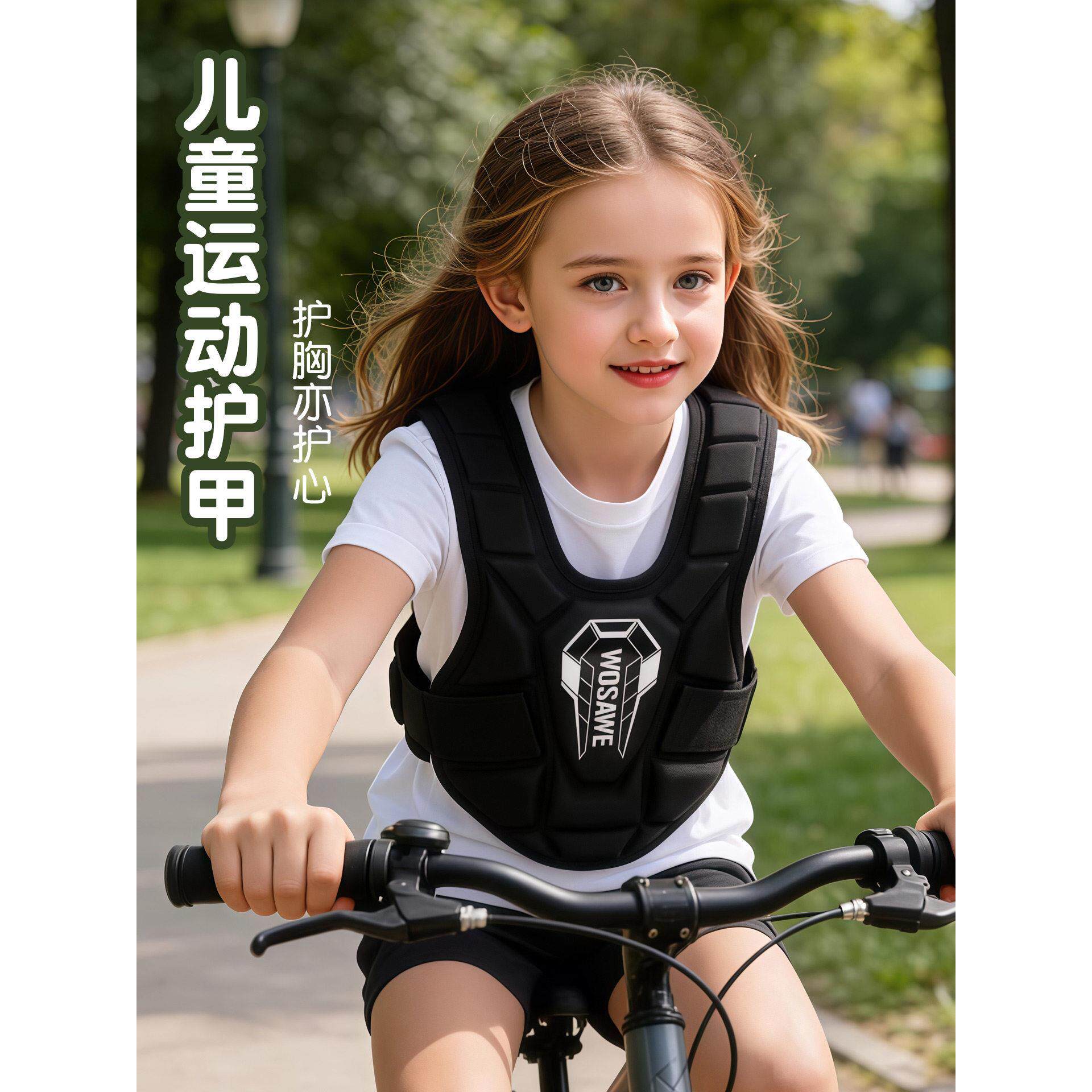 儿童骑护行轻便滑护甲衣板滑平衡车防摔护胸890护背护肩越野防装
