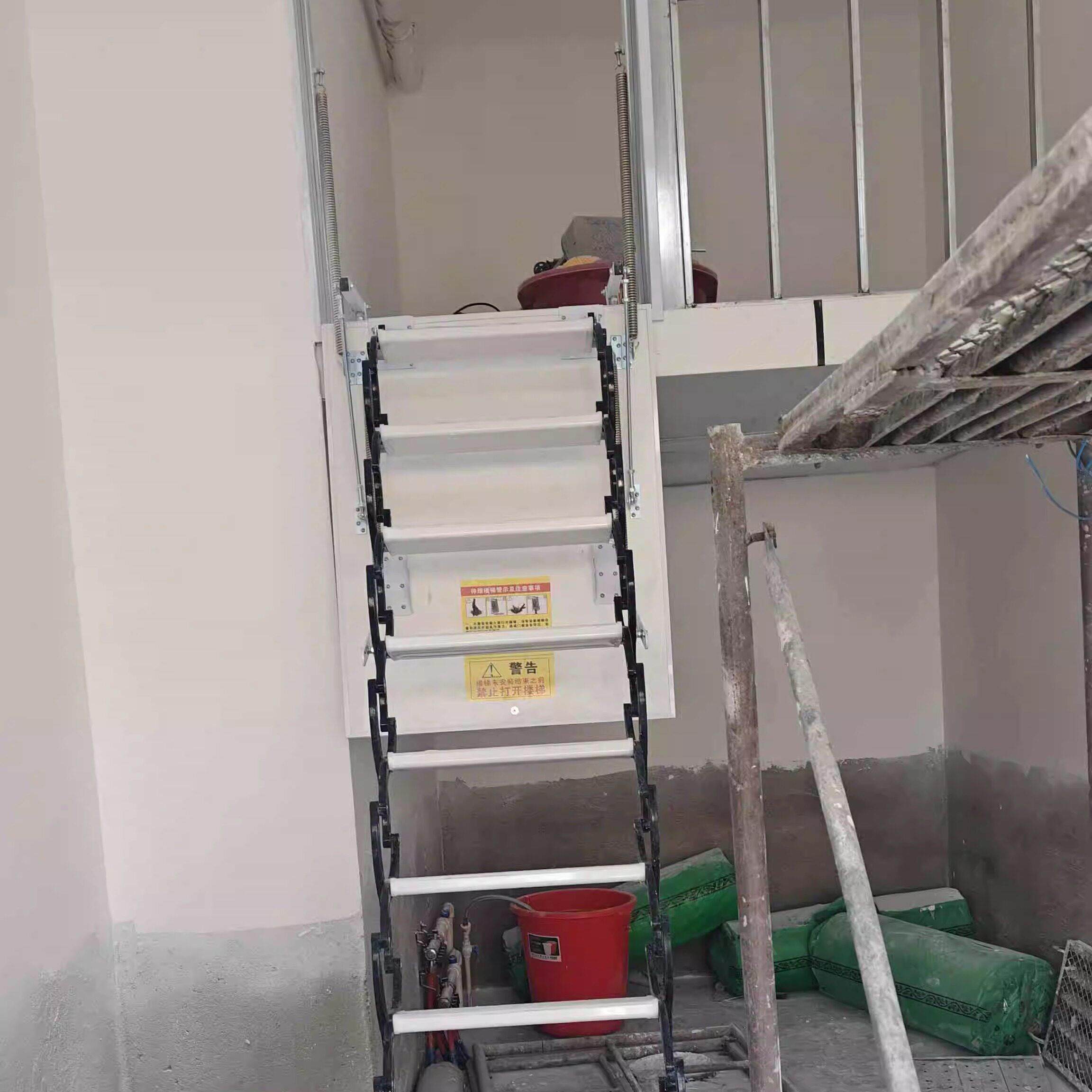 用侧装伸缩铝合金叠折梯楼手动碳钢隐藏式家QEH加厚梯多楼功能梯