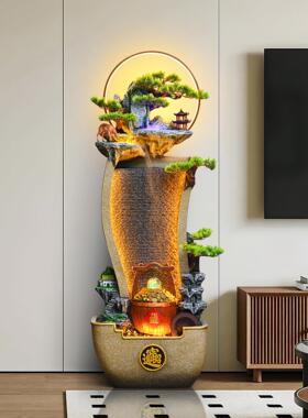 IRO新中式风车流水循摆件水客厅水幕办公室假山生财喷泉墙装饰水