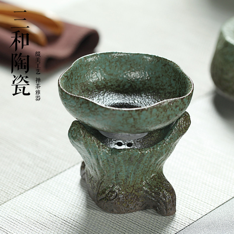 粗陶茶虑组合 漏架套组功夫茶具 粗陶茶漏托套装过虑茶网茶渣包邮