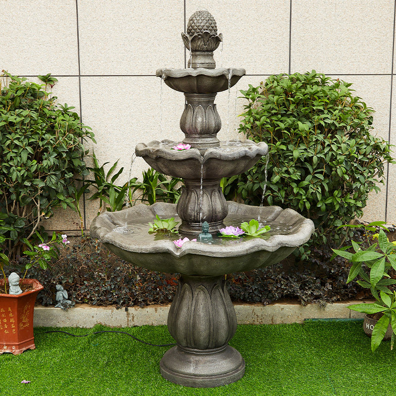 户外流水招财喷泉摆件循环水池庭院花园别墅酒店落地莲花景观装饰