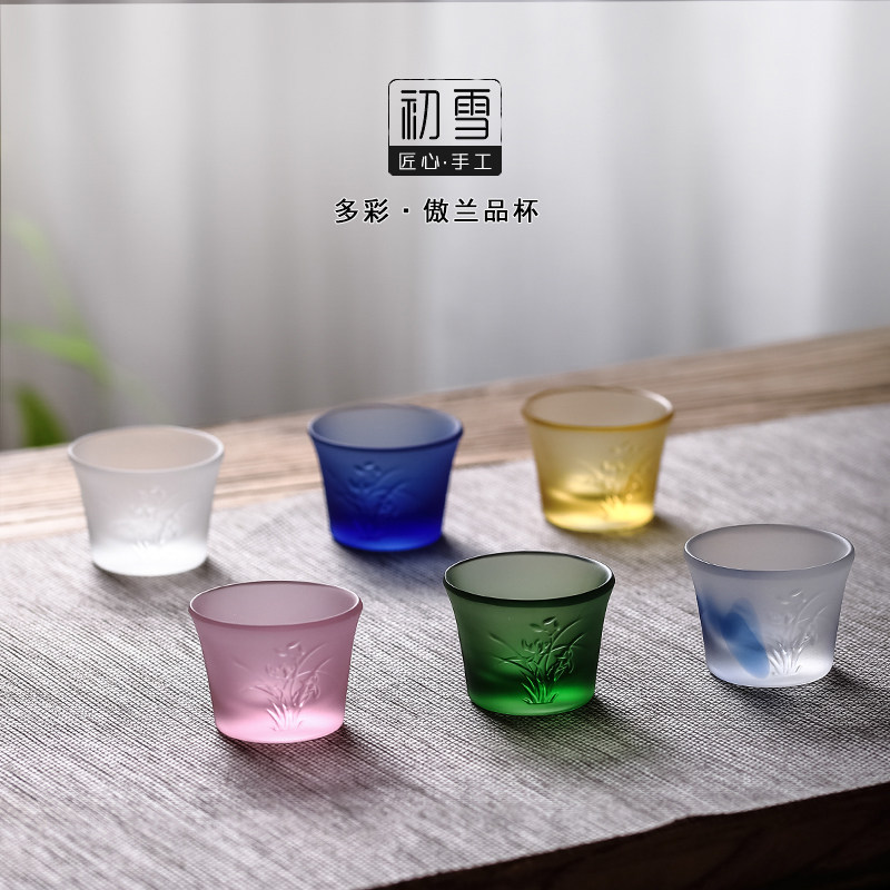 初雪小茶杯日式品茗杯个人功夫茶具主人杯单杯玻璃茶碗家用琉璃杯