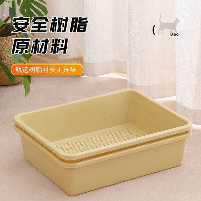 加大号开放式木砂双层猫厕所松木猫砂盆猫便盆大肥猫乌龟苗盆