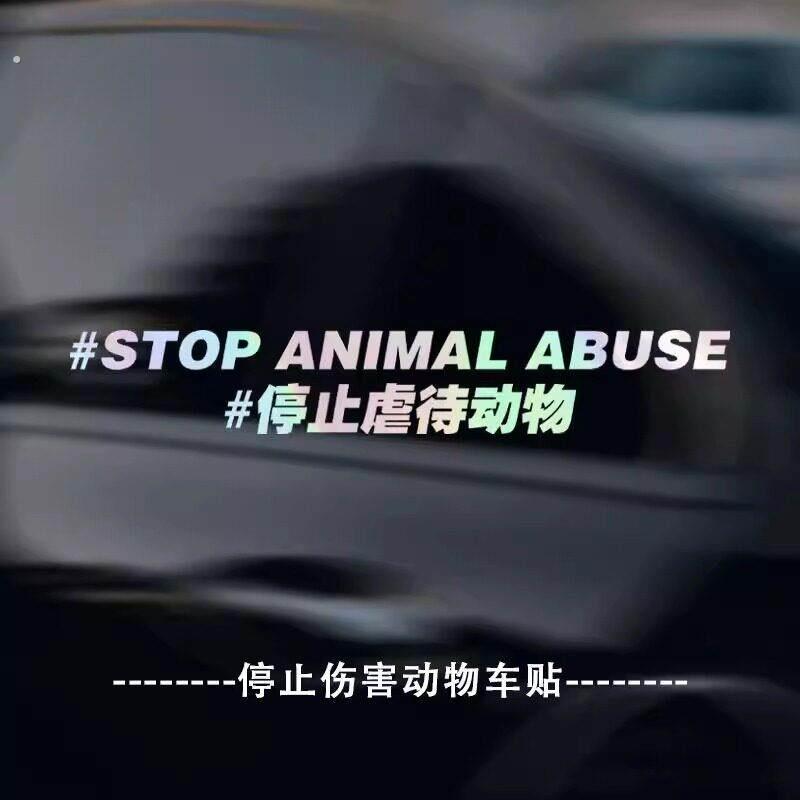 抵制停止反对伤害动物车贴爱护呼吁保护动物反光车贴车身尾部贴纸